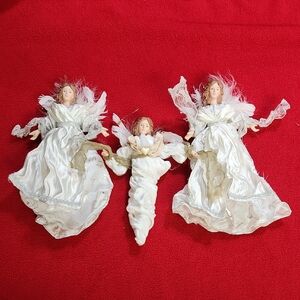Set of Three Angel Figurines in White Gowns Ornaments